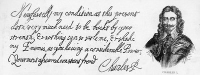 Écriture et signature du roi Charles Ier - Unbekannt