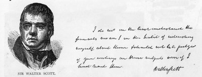 Écriture et signature de Sir Walter Scott - Unbekannt