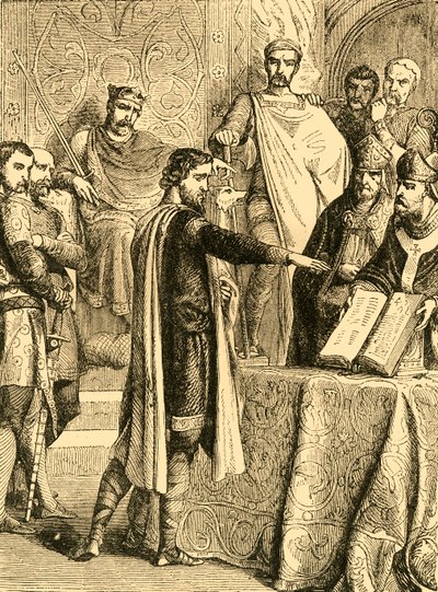 Harold jurant de maintenir le droit du duc de Normandie au trône d