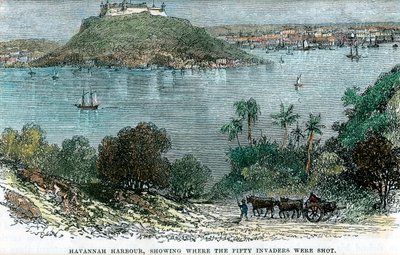 Port de La Havane, montrant où les cinquante envahisseurs ont été abattus, Cuba, c1880 - Unbekannt