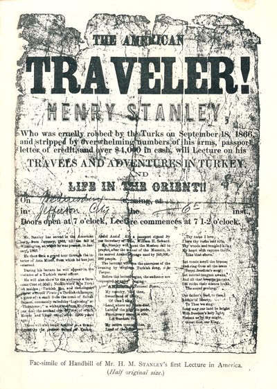 Henry M. Stanley, Affiche de la tournée de conférences en Amérique, À 31 ans a découvert le Dr. Livingstone en Afrique - Unbekannt