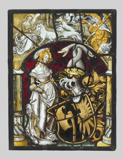 Panneau héraldique avec les armes de Lichtenfels et une chasse à la licorne, vers 1515 - Unbekannt