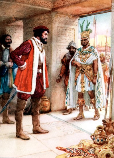 Hernan Cortes rencontrant l