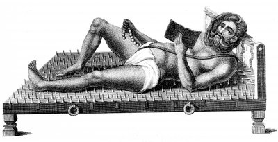 Philosophe hindou Pararum Soatuntre Perkasanund allongé sur un lit de pointes de fer, 1811 - Unbekannt