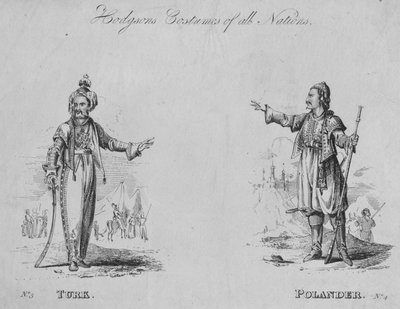 Costumes de toutes les nations de Hodgson : No.3 - Turc, No.4 - Polonais, vers 1822 - Unbekannt