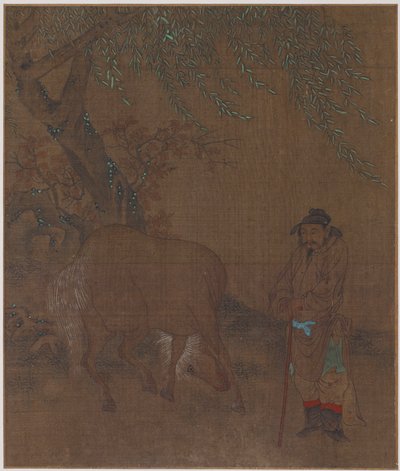Cheval et palefrenier sous un saule, possiblement dynastie Ming, 1368-1644 - Unbekannt