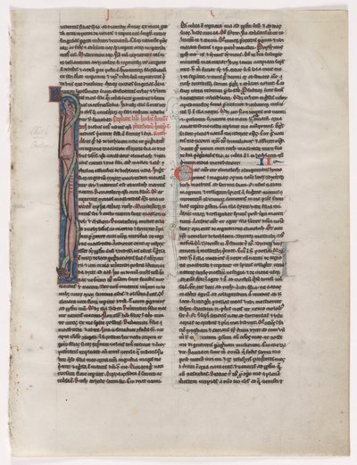 Initiale I : Bête et serpent entrelacés : Feuille d