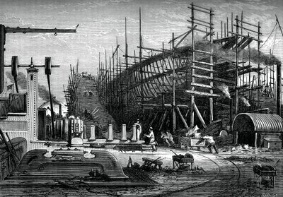 Navire en fer, chantier de Messrs Samuda, Isle of Dogs, Londres, c1880 - Unbekannt