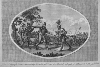 Jean II de France remettant son épée à Denis de Morbeck à la bataille de Poitiers, 1356, 1793 - Unbekannt