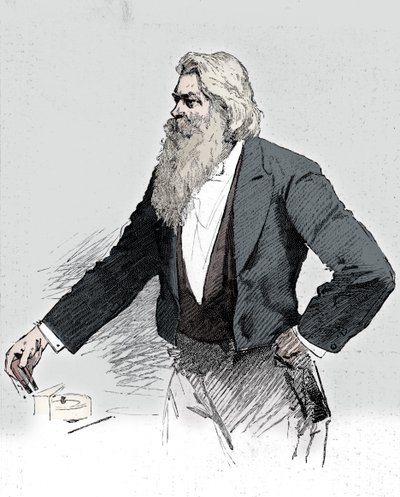 Joseph Wilson Swan, physicien et chimiste britannique, démontrant l