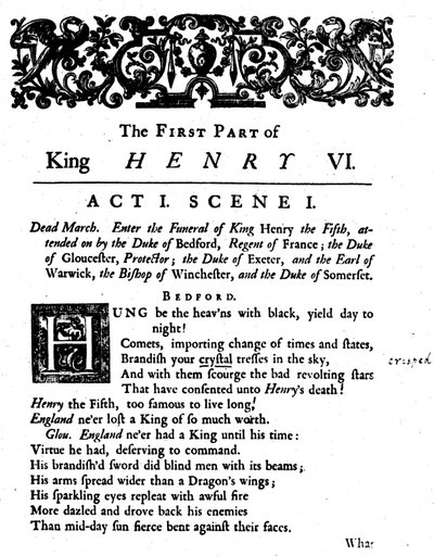 Roi Henri VI. Acte 1. Scène 1 - Unbekannt