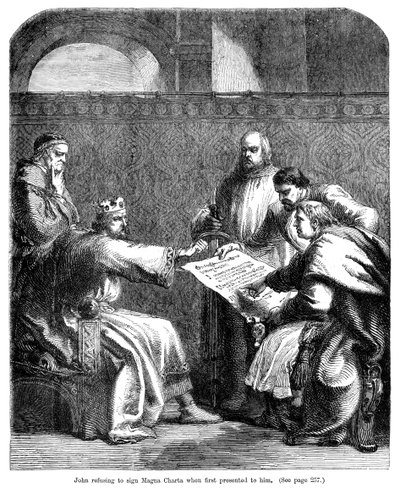Le roi Jean refusant de signer la Magna Carta lorsqu