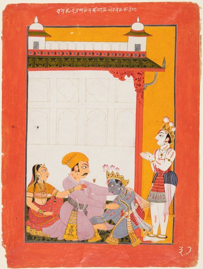 Krishna et Balarama touchant les pieds de Vasudeva et Devaki, 1730-40 - Unbekannt