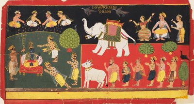 Krishna vénéré par Indra arrivant sur un éléphant blanc, vers 1720 - Unbekannt