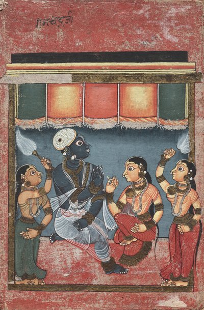 Krishna avec Radha et deux assistants recto, 18e siècle - Unbekannt