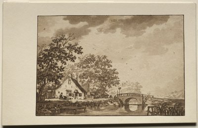 Paysage avec cottage et pont, 18e siècle - Unbekannt