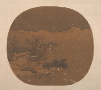 Paysage avec village de pêcheurs et bateau sur le lac - Unbekannt