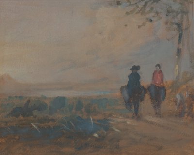 Paysage avec lac et deux figures à cheval, vers 1820 - Unbekannt