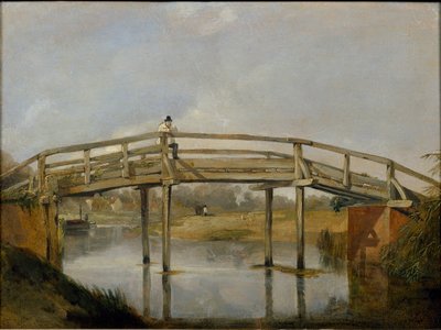 Paysage avec une rivière et un pont, vers 1830 - Unbekannt