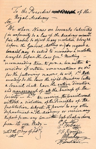Lettre à Benjamin West, président de la Royal Academy, 1803 1904 - Unbekannt