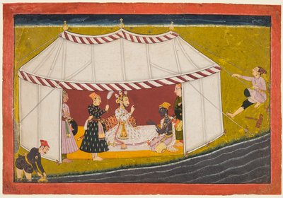 Madhava dans une tente devant un souverain, d