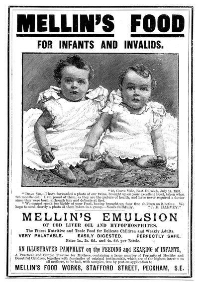 Publicité de magazine pour Mellins Emulsion, un complément alimentaire à base d