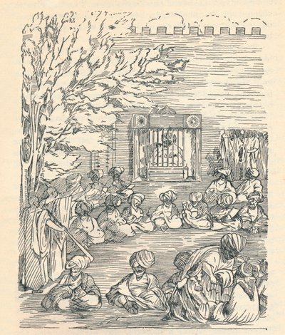 Le major Denhan et son groupe reçus par le cheikh de Bornu, 1826, 1912 - Unbekannt