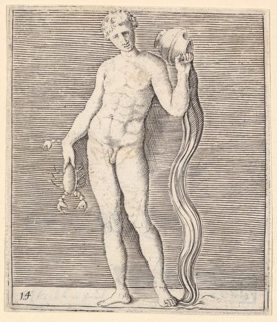 Homme avec Écrevisse et Urne d