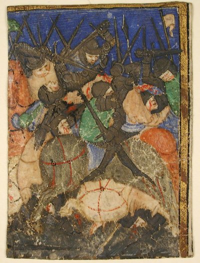 Découpe de manuscrit montrant une scène des Écritures hébraïques, peut-être la vie du roi David - Unbekannt