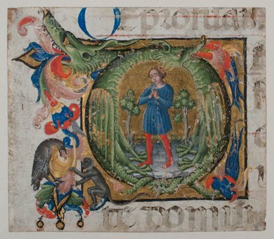 Enluminure de manuscrit avec initiale Q, d