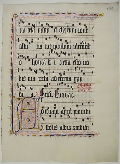 Feuille de manuscrit avec initiale A, d