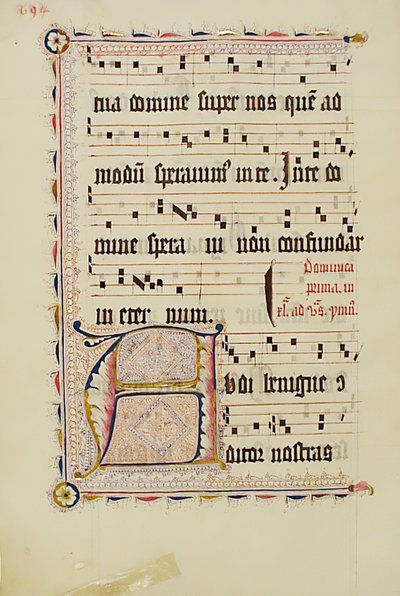Feuille de manuscrit avec initiale A, d
