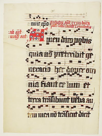 Feuille de manuscrit avec initiale A, d