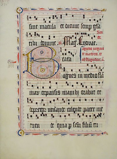 Feuille de manuscrit avec initiale B, d