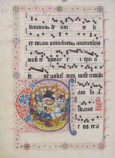 Feuille de manuscrit avec initiale C, d