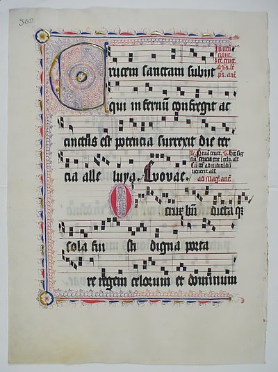 Feuille de manuscrit avec initiale C, d