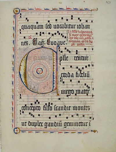 Feuille de manuscrit avec initiale C, d