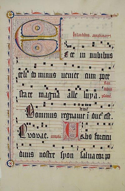 Feuille de manuscrit avec initiale E, d