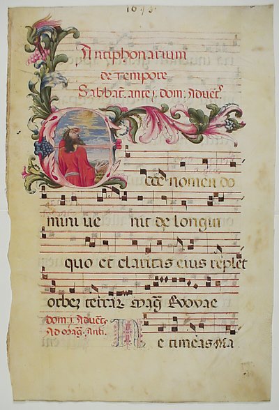 Feuille de manuscrit avec initiale E, d