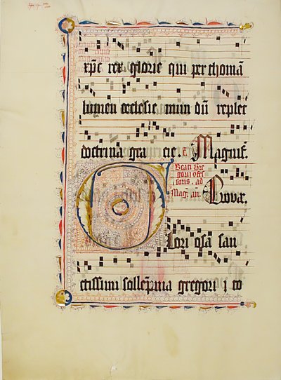 Feuille de manuscrit avec initiale F, d