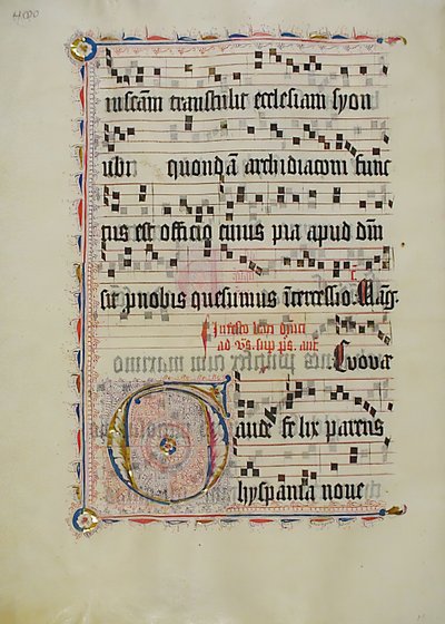 Feuille de manuscrit avec initiale G, d