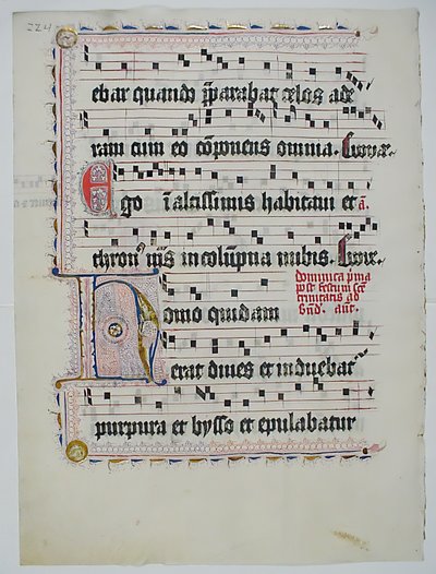 Feuille de manuscrit avec initiale H, d