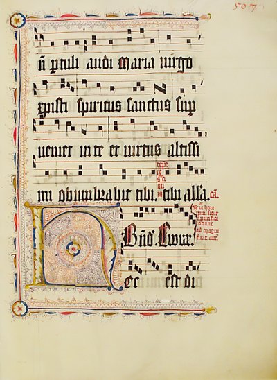 Feuille de manuscrit avec initiale H, d