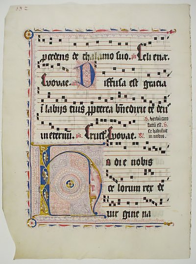 Feuille de manuscrit avec initiale H, d