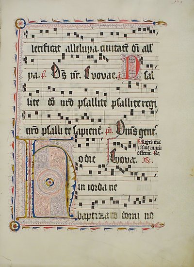 Feuille de manuscrit avec initiale H, d