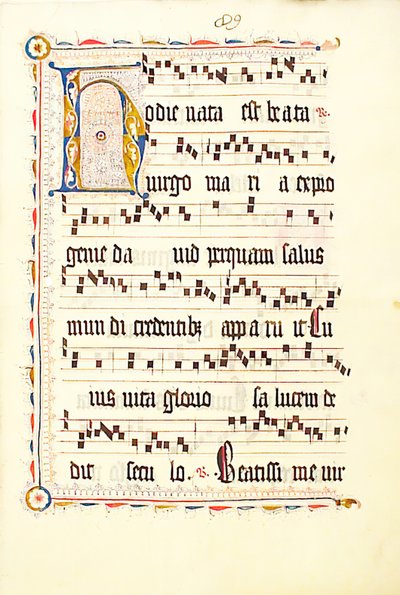 Feuille de manuscrit avec initiale H, d