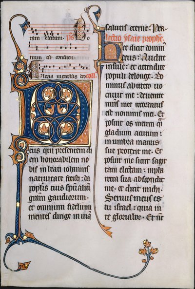 Feuille de manuscrit avec initiale M, d