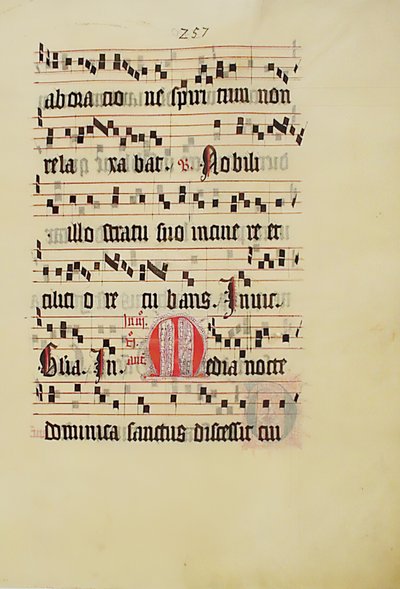 Feuille de manuscrit avec initiale M, d