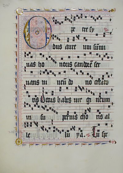 Feuille de manuscrit avec initiale O, d