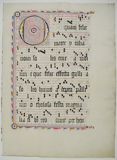 Feuille de manuscrit avec initiale O, d
